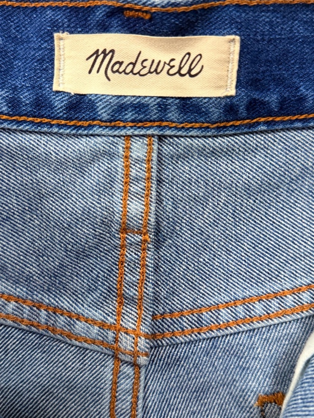 Madewell Medium Wash Blue High-Rise Frayed Cut Off Denim Shorts Size 32 - Picture 2 of 14